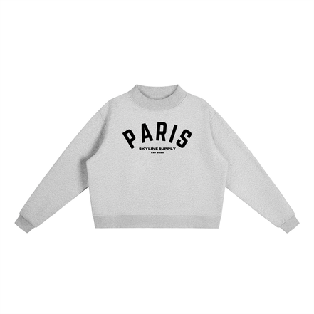 Paris Fleece Mock-Neck Crew Sweatshirt