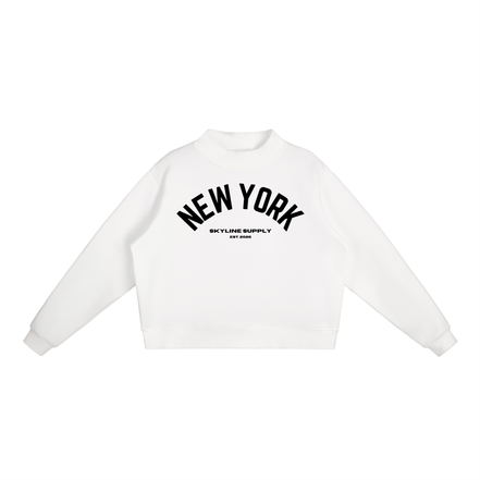 New York Fleece Mock-Neck Crew Sweatshirt