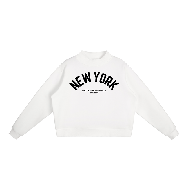 New York Fleece Mock-Neck Crew Sweatshirt