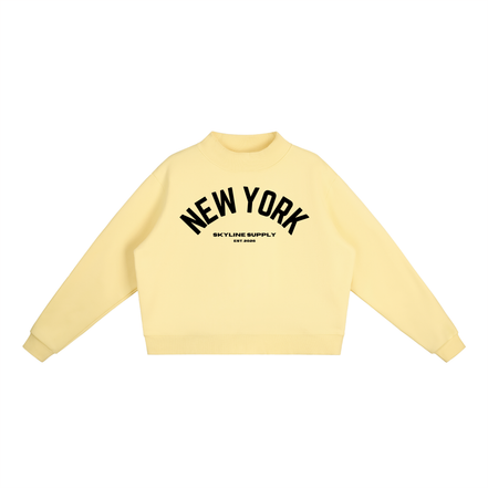 New York Fleece Mock-Neck Crew Sweatshirt