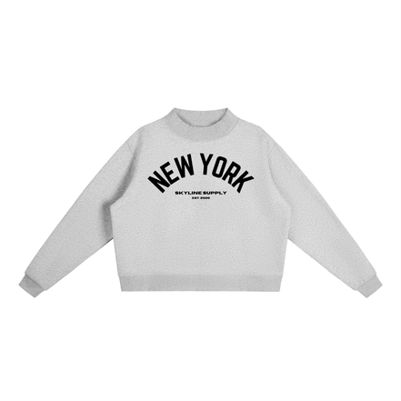 New York Fleece Mock-Neck Crew Sweatshirt