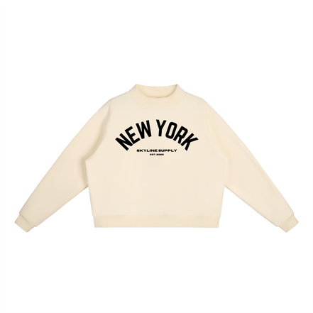 New York Fleece Mock-Neck Crew Sweatshirt